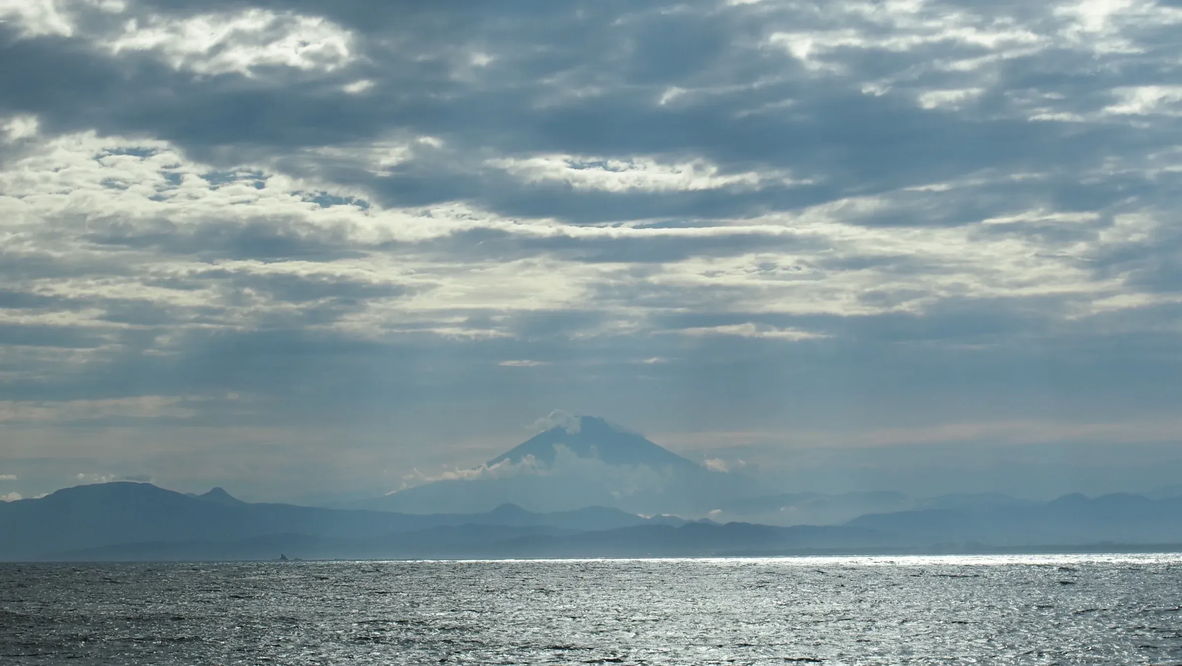 Mount Fuji seen across the sea