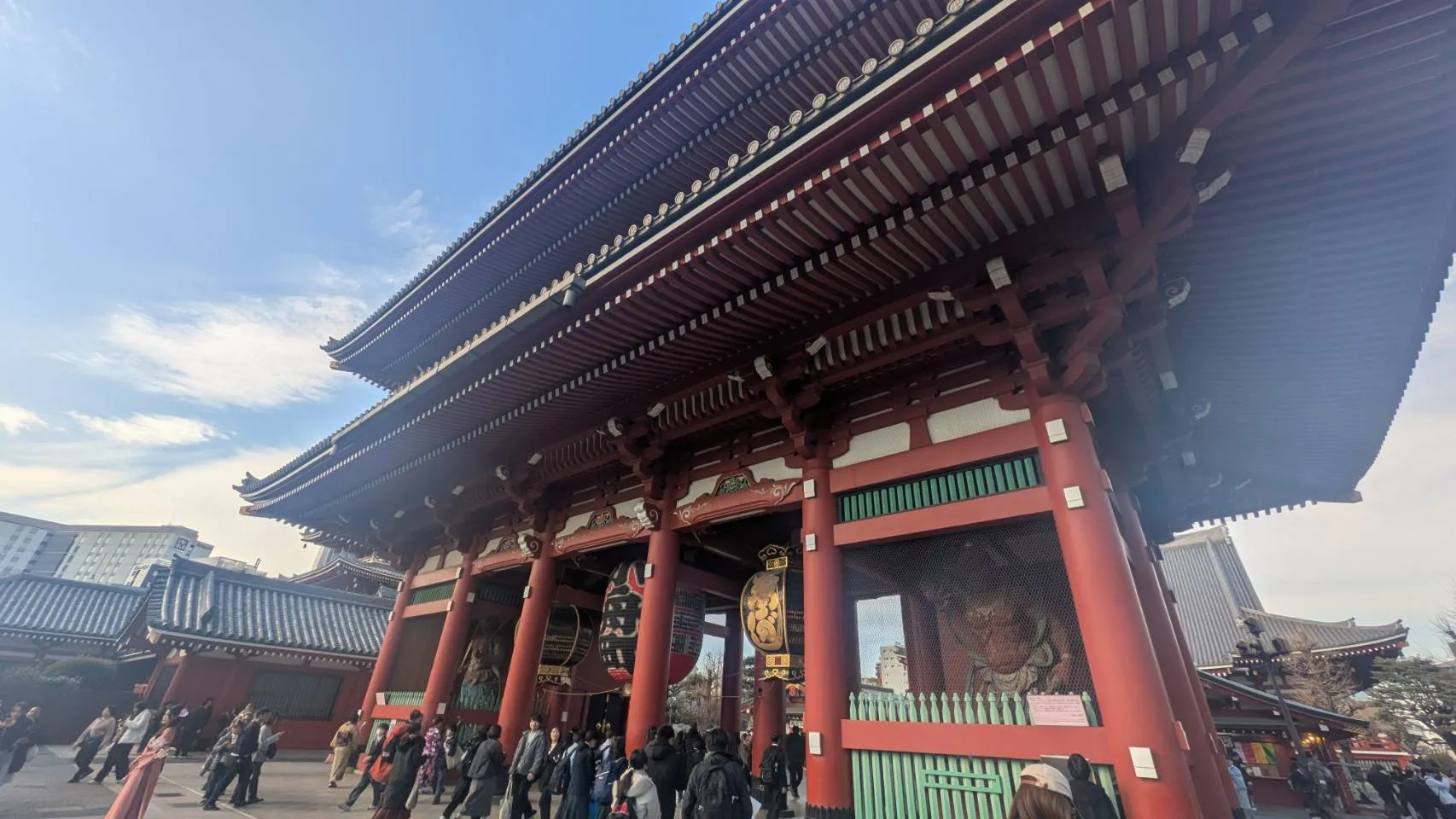 Visitors at Hozomon Gate at Senso-ji Temple in Tokyo